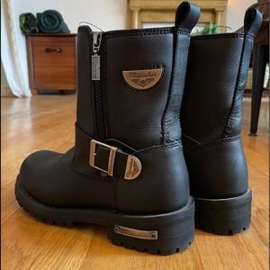 Milwaukee Womens Afterburner Motorcycle Biker Boots Black Leather 7.5C